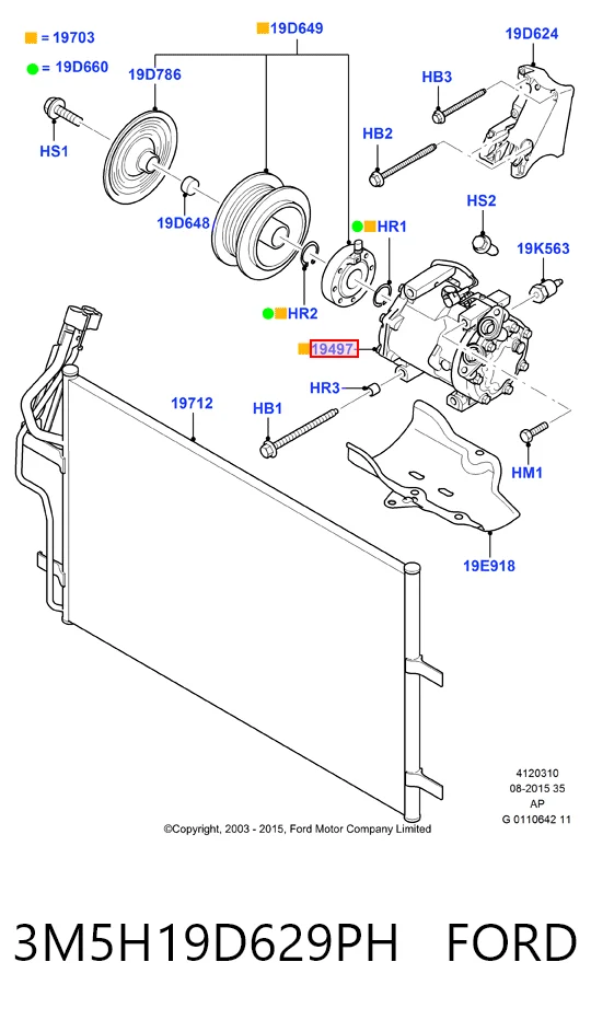 3M5H19D629PH Ford Compresor climatizador