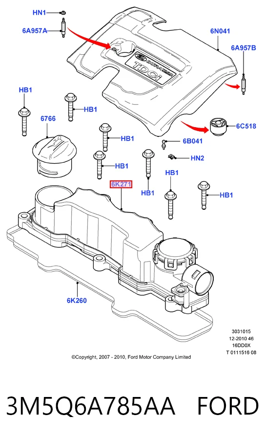 Tapa de balancines 3M5Q6A785AA FORD