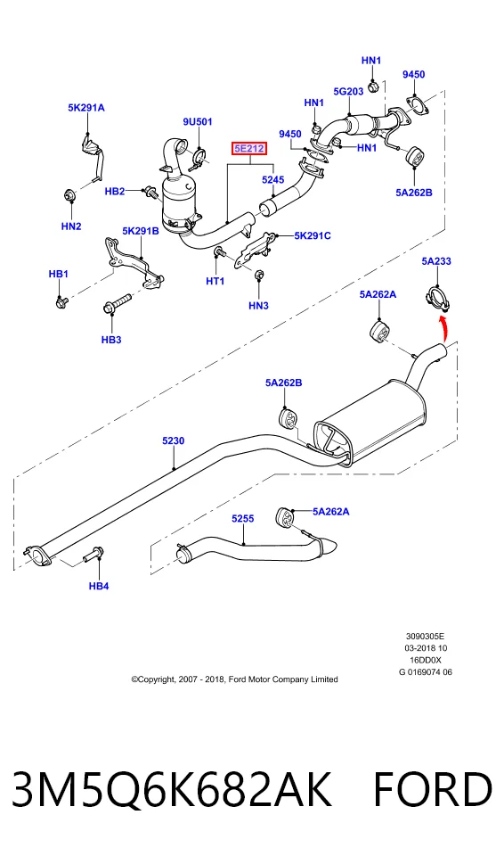 3M5Q6K682AK Ford Turbo para motor