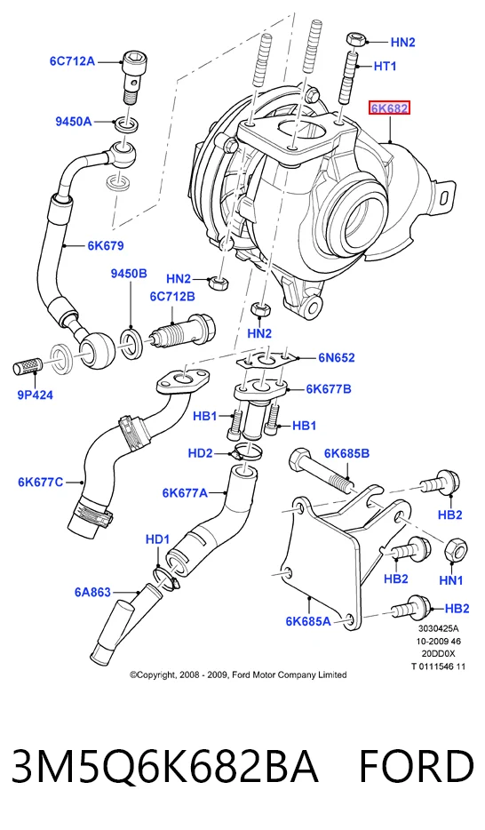 3M5Q6K682BA Ford Turbo para motor