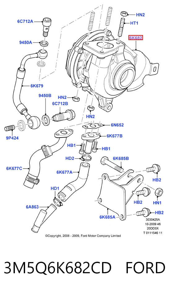 3M5Q6K682CD Ford Turbo para motor