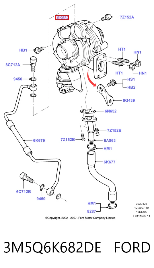3M5Q6K682DE Ford Turbo para motor