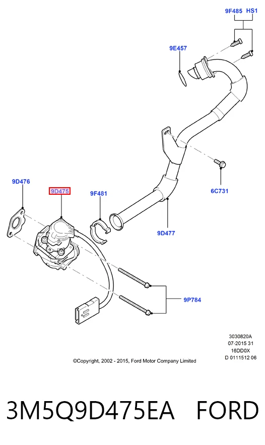 3M5Q9D475EA Ford Válvula EGR