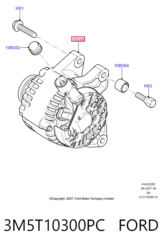 3M5T10300PC Ford Alternador de coche