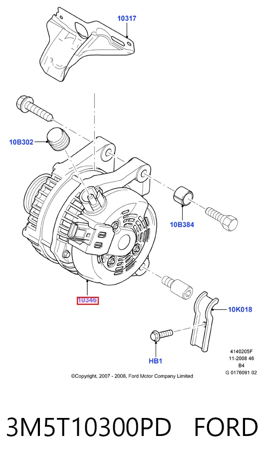 3M5T10300PD Ford Alternador de coche