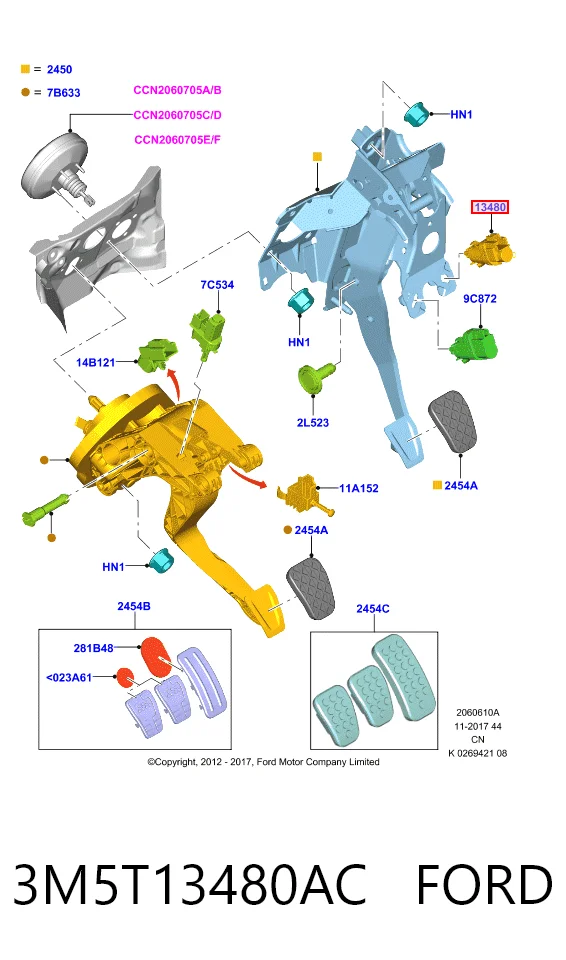 3M5T13480AC Ford Interruptor luces de freno