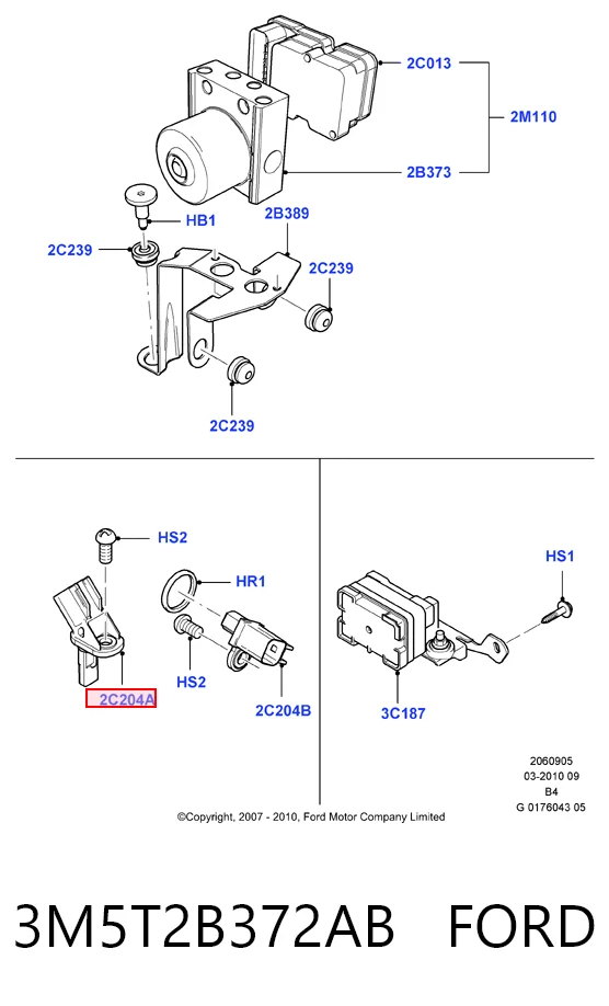 3M5T2B372AB Ford Sensor de rueda abs