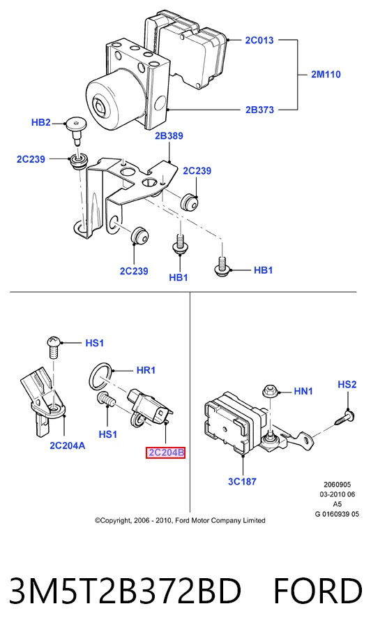 3M5T2B372BD Ford Sensor de freno, trasero