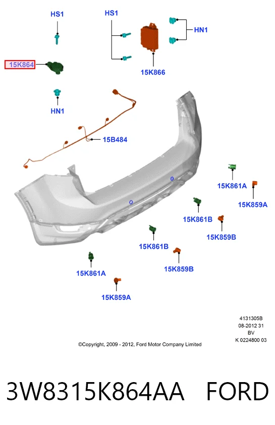 3W8315K864AA Ford Altavoz del sistema de estacionamiento