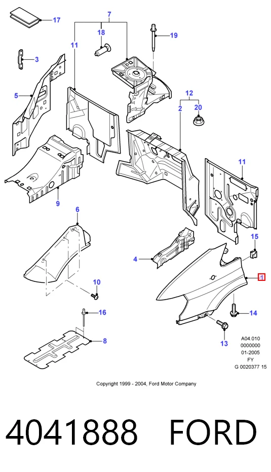 Aleta delantera izquierda para Ford Transit V V184/5
