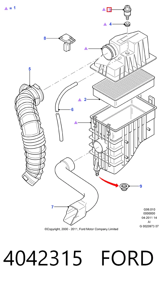 Medidor de masa de aire 4042315 FORD