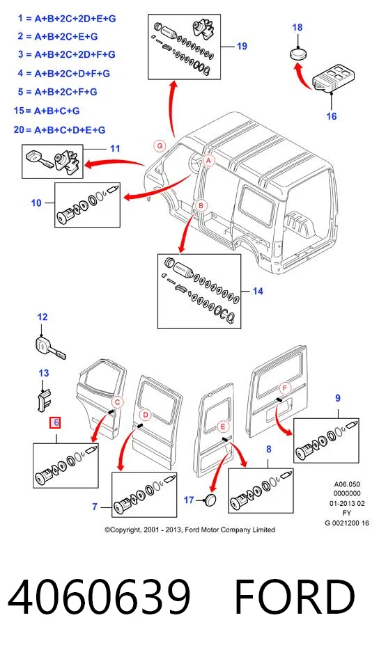 4060639 Ford Cilindro de cerradura de puerta delantera izquierda