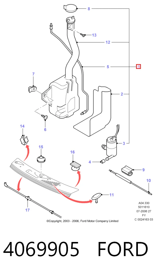 Botella limpiaparabrisas para Ford Transit V V184/5
