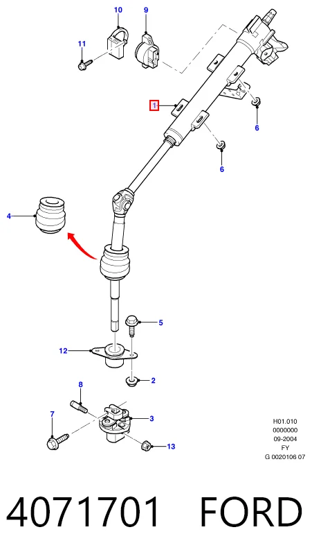 Columna de dirección 4071701 FORD