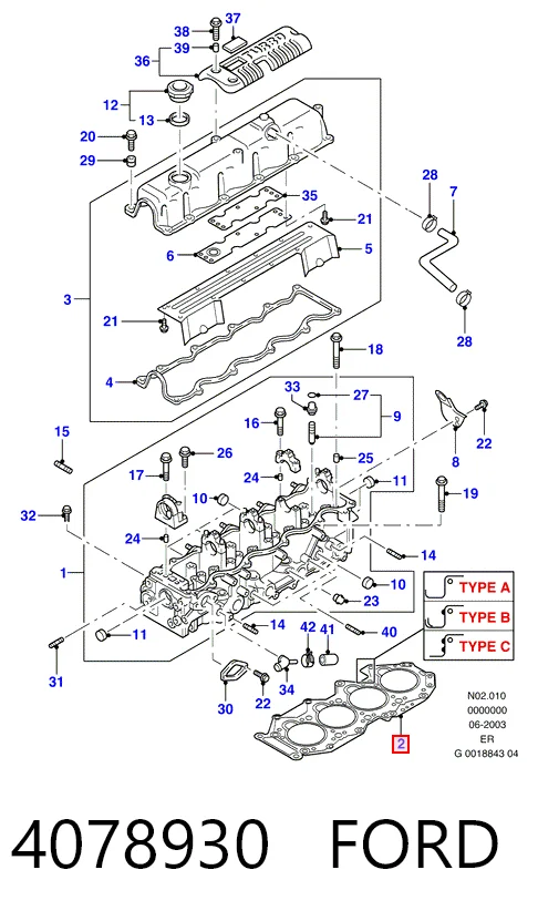 Empaque de culata para Ford Ranger  (ER)