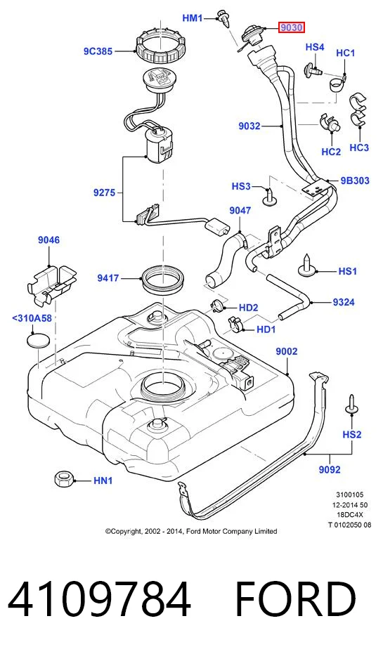 4109784 Ford Tapa tanque combustible