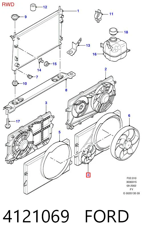 4121069 Ford Ventilador de refrigeración del motor