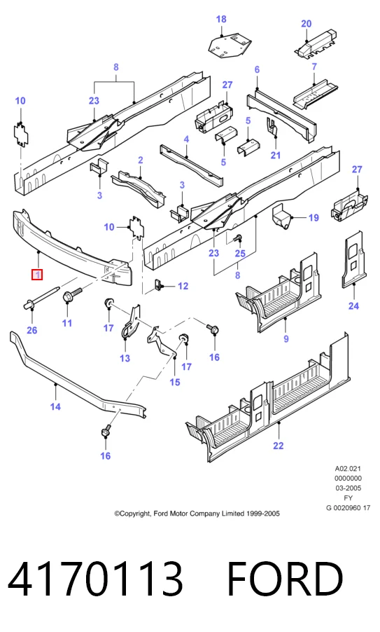 Refuerzo parachoque delantero para Ford Transit V V184/5