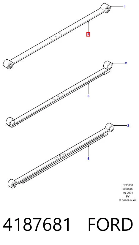 Ballesta trasera 4187681 FORD
