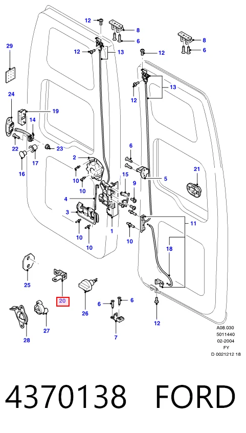 4370138 Ford Bisagra inferior izquierda de puerta trasera batiente