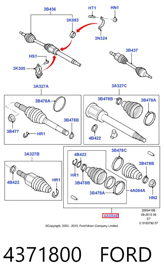 4371800 Ford Fuelle palier delantero interior