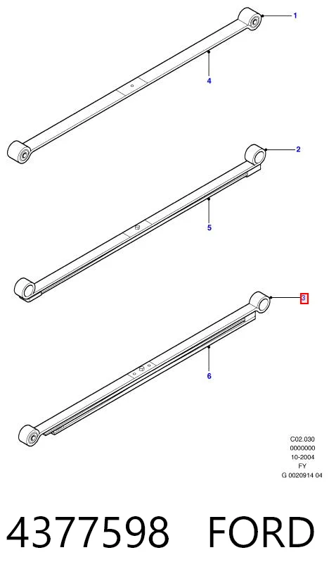 Ballesta trasera 4377598 FORD