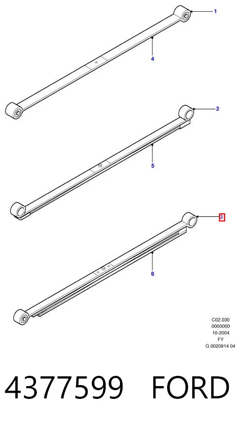 Ballesta de suspensión trasera 4377599 FORD