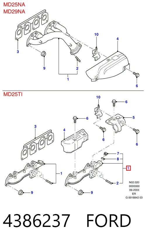 Colector de escape para Ford Ranger ER