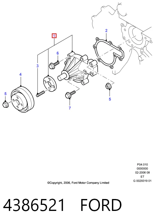 Bomba de agua 4386521 FORD