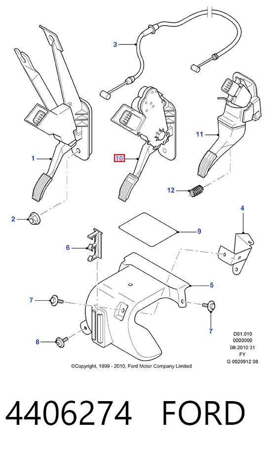 Pedal del acelerador 4406274 FORD