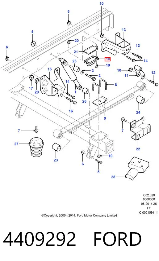 4409292 Ford Tope de ballesta trasera