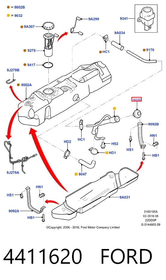 4411620 Ford Tapa tanque combustible