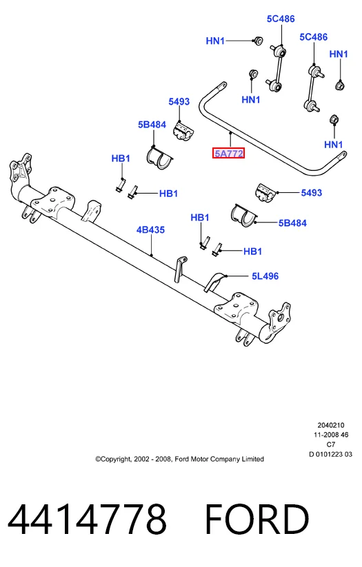 Estabilizador trasero para Ford Connect TC7