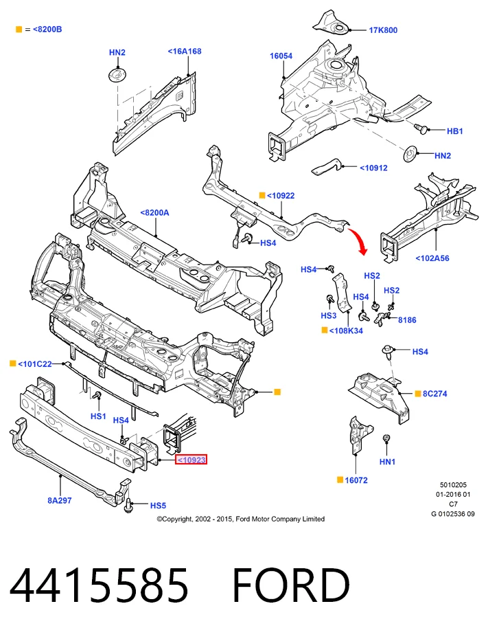 Refuerzo paragolpes delantero Ford Connect  (PU2)