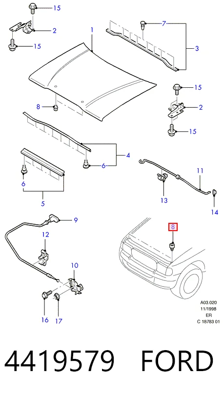 Soporte de radiador completo (panel de montaje para foco) Ford Ranger  (1999-2003)