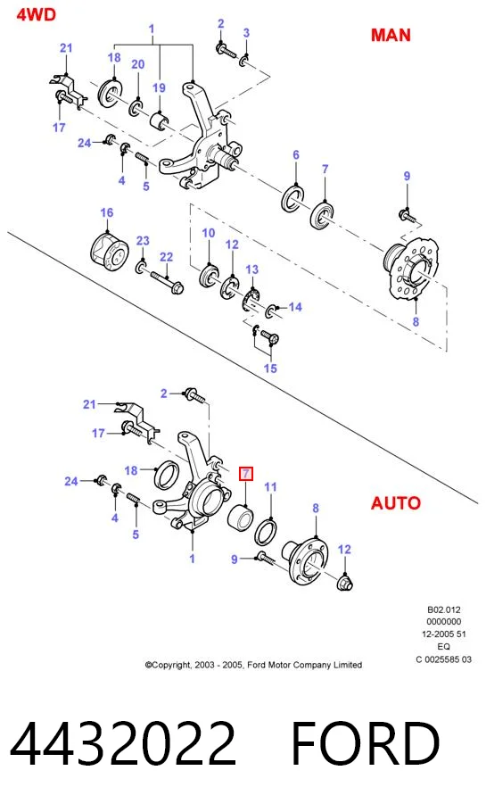 4432022 Ford Rodamientos de rueda delantero