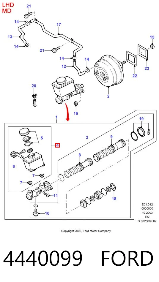 Depósito de líquido de frenos 4440099 FORD