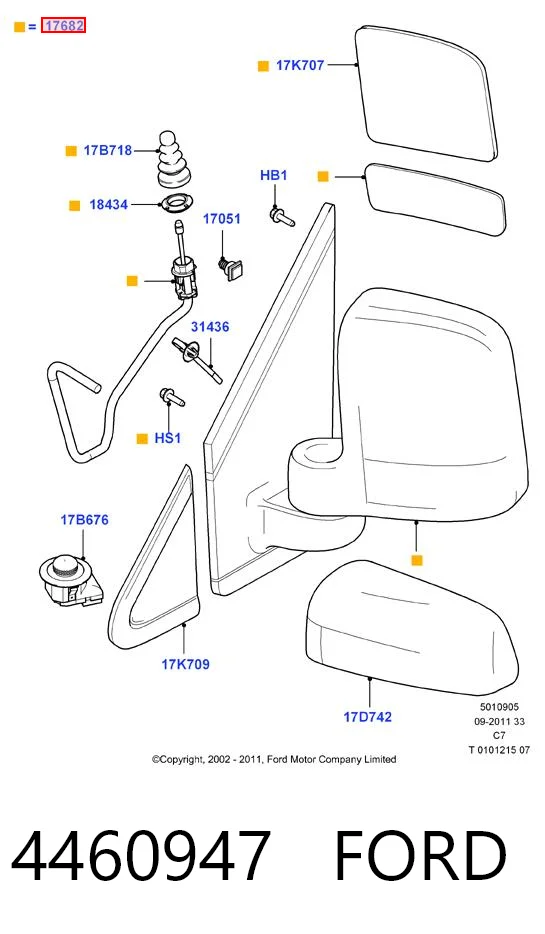 4460947 Ford Espejo derecho