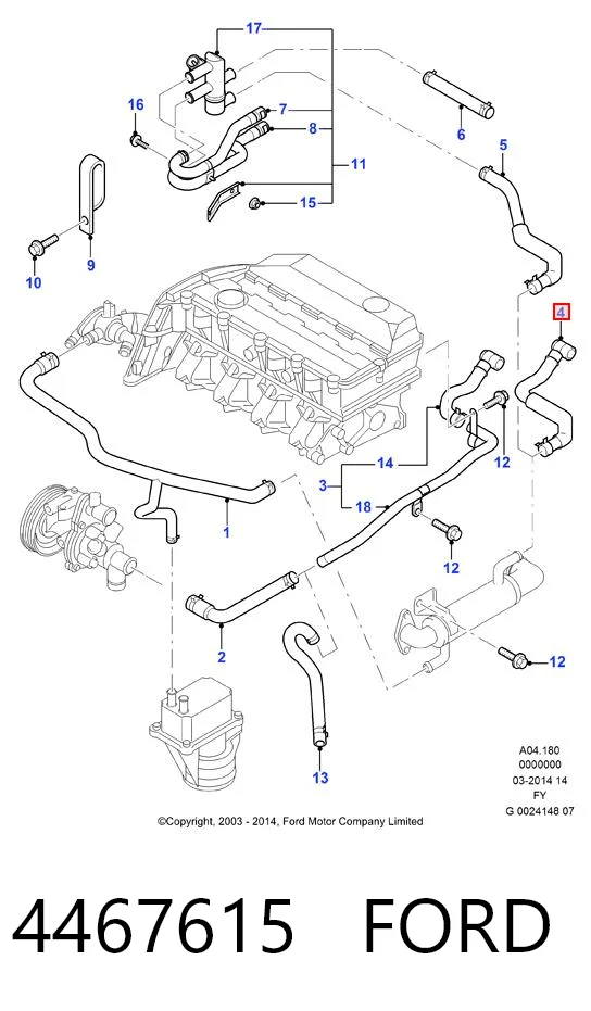 4467615 Ford Manguera de calefacción, entrada
