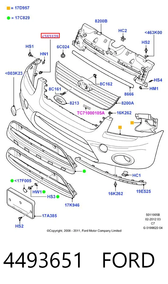 4493651 Ford Clip de moldura de guardabarros