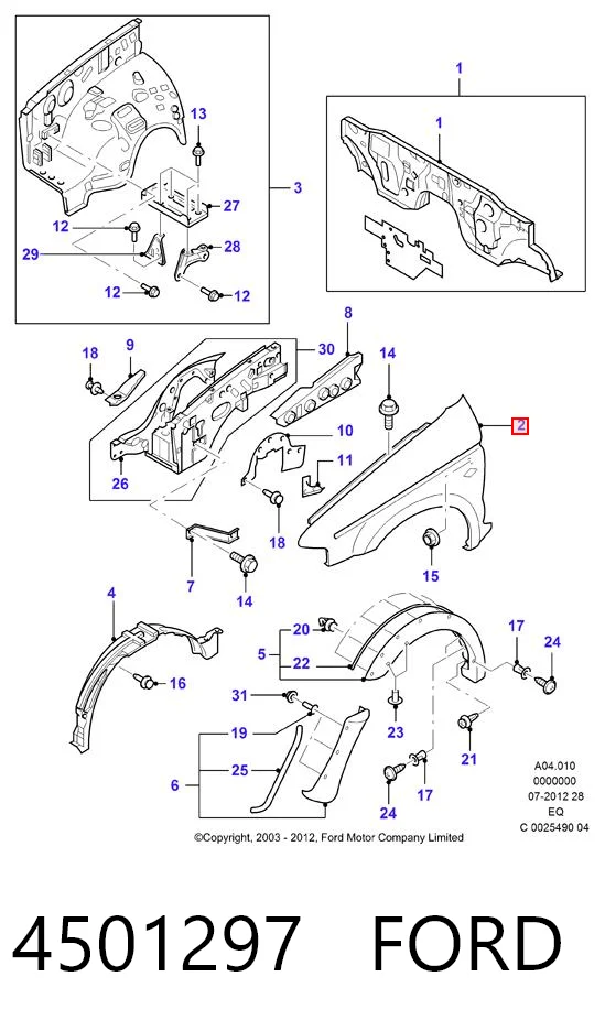 Aleta delantera izquierda para Ford Ranger EQ