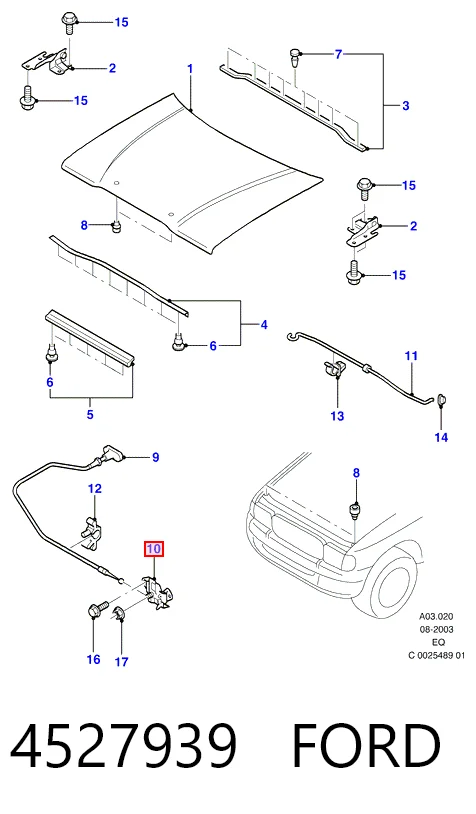 Cerradura de Capot para Ford Ranger  EQ