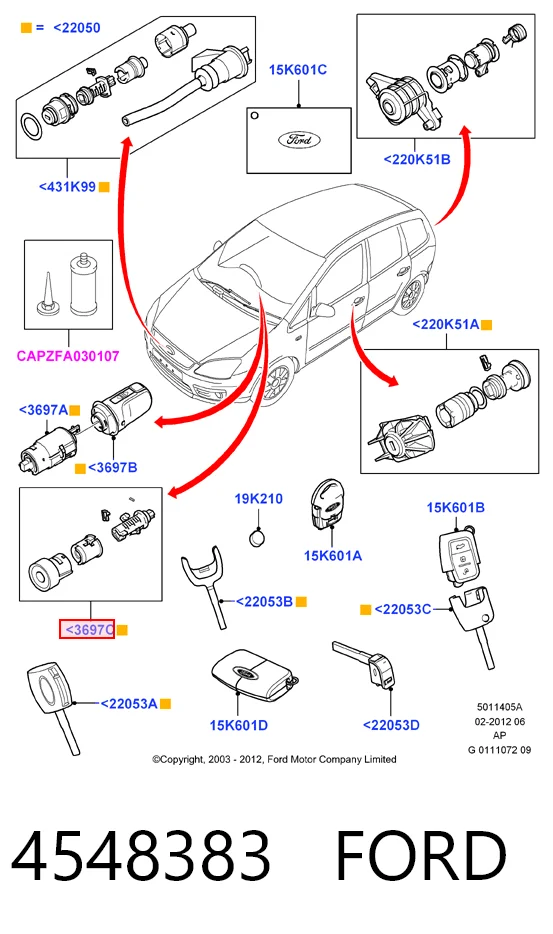Cilindro de cierre, cerradura de encendido Ford Mondeo IV sedán (CA2) (2007 - 2014) precio, desde 76,96 EUR