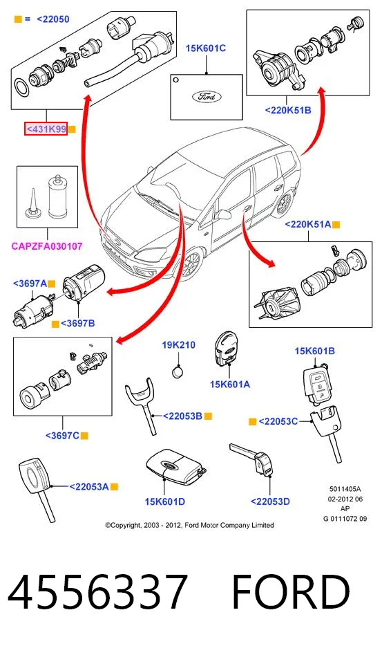 4556337 Ford Cerradura de Capot