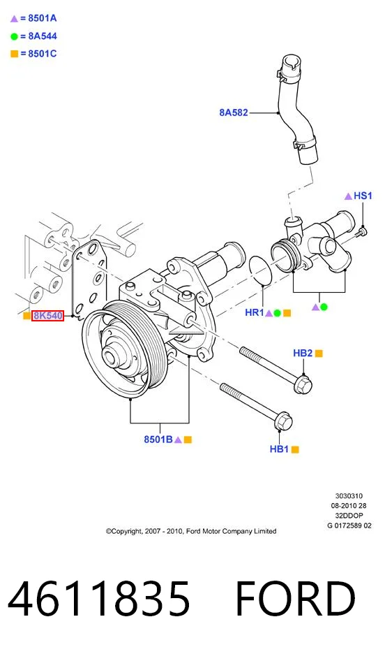 Junta de bomba de agua Ford Transit 6