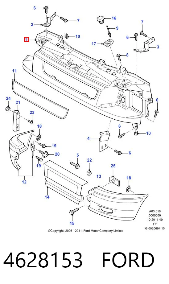 Soporte de radiador completo (panel de montaje para foco) Ford Transit  (2000-2006)
