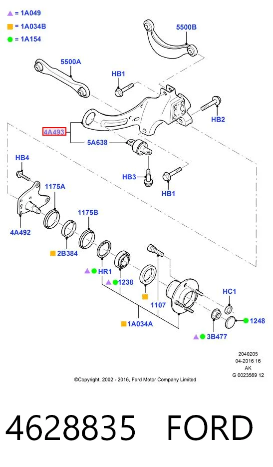 4628835 Ford Brazo longitudinal inferior izquierdo de la suspensión trasera