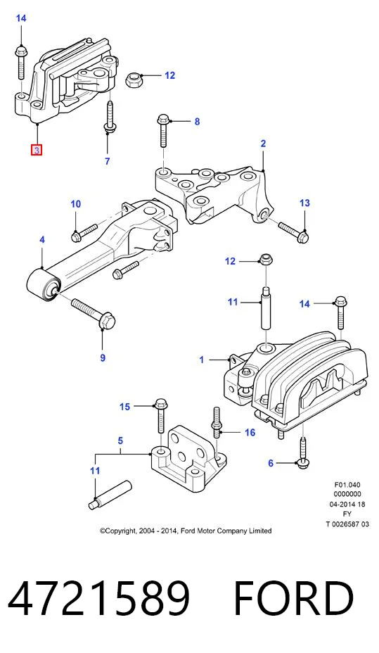 Soporte de motor derecho 4721589 FORD