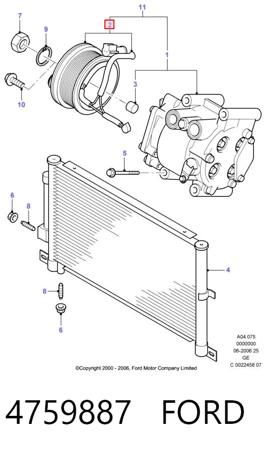 4759887 Ford Polea del compresor de aire acondicionado