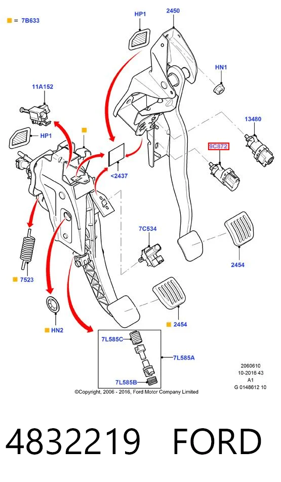 4832219 Ford Interruptor luces de freno